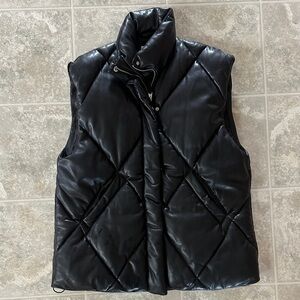 Abercrombie & Fitch Black Leather-Look Puffer Vest